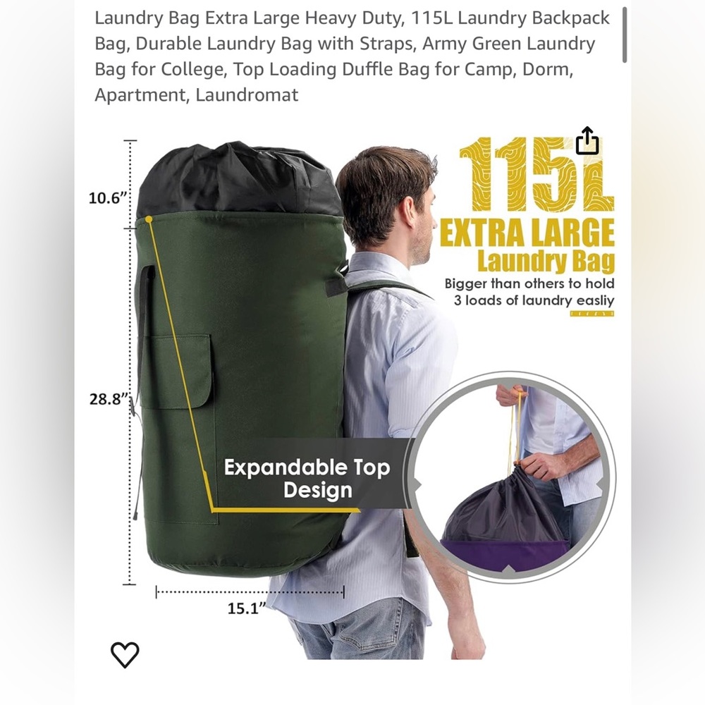 XL 115L camping/travel/laundry backpack